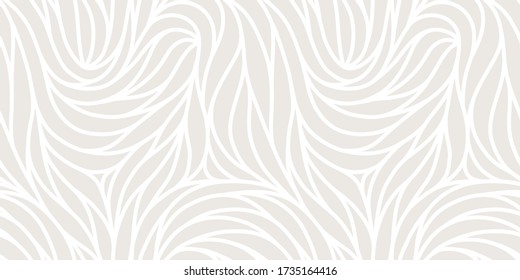 Elegant seamless floral pattern. Wavy vector abstract background. Stylish modern monochrome linear texture.