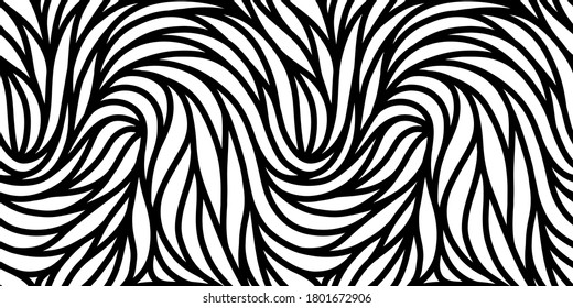 Elegantes, nahtloses Blumenmuster. Wavy Vektorgrafik, abstrakter Hintergrund. Stilvolle, moderne, monochrome Struktur.
