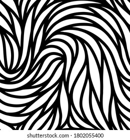Elegant seamless floral pattern. Wavy vector abstract background. Stylish modern monochrome striped texture.
