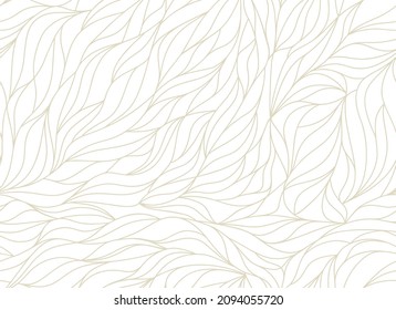 Elegant seamless floral pattern. Wavy petals, vector organic background. Stylish modern golden leaves linear texture. Wallpaper or fabric printing
