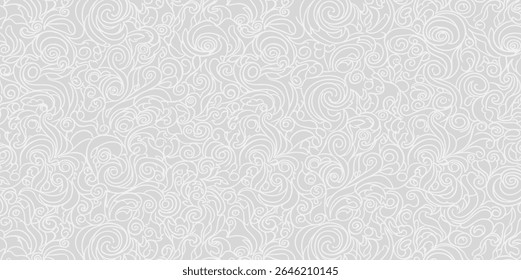 Elegant seamless floral pattern. Wavy vector abstract background. Stylish modern monochrome linear texture.
