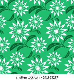 Elegant seamless Flower Pattern on green 