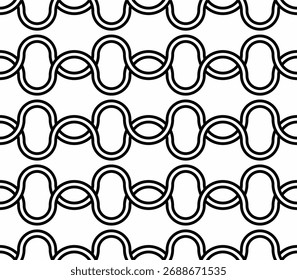 Elegant seamless geometric pattern in black and white featuring hexagonal optical illusion lines