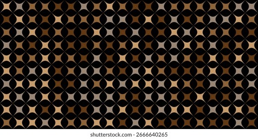 Elegantes, nahtloses geometrisches Muster mit Retro-Stil in Braun-, Beige- und Schwarztönen. Perfekt für Hintergründe, Textilien, Tapeten, Verpackungen und moderne Designprojekte