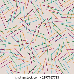 Elegantes, nahtloses geometrisches Muster, Vintage-Vektorgrafik. mehrfarbige Confetti-Linien, Streifen. Modebearbeitung, Möbel für den Haushalt, Textilien, Geschenkpapier, Tischlerei, Tapete, Wäsche