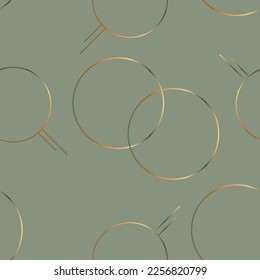 Elegant seamless geometric vector pattern and circles sage green background  Luxury design and golden metallic gradient shapes is perfect for gift decoration  stationery  wallpaper  wrapping