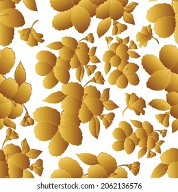 Elegantes, nahtloses goldenes Muster mit handgezeichneten Hibiskusblumen. Muster für Hochzeitseinladungen, Tapete, Verpackungspapier, Stoffe, Grußkarten. Vektorgrafik.