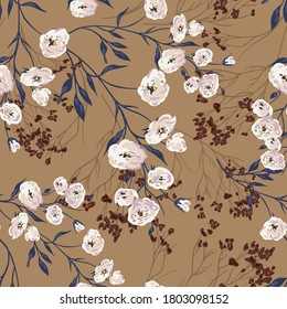 
Elegant seamless graphic pattern with rose branches