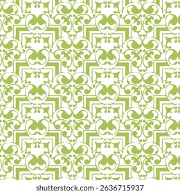 Elegant seamless green floral pattern with a vintage-inspired look. Ideal vector background for decorative designs, wallpaper, fabric prints, and artistic design elements.