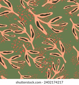 Elegant seamless leaf pattern, ideal for textiles and wallpapers, blending nature's beauty with a modern, decorative design.
