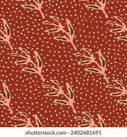 Elegant seamless leaf pattern, ideal for textiles and wallpapers, blending nature's beauty with a modern, decorative design.