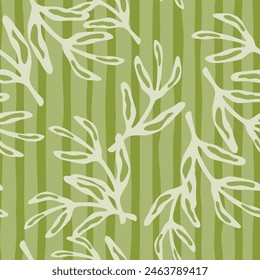 Elegantes nahtloses Blattmuster, ideal für Textilien und Bildschirmhintergründe, das die Schönheit der Natur mit einem modernen, dekorativen Design verbindet.