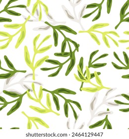 Elegant seamless leaf pattern, ideal for textiles and wallpapers, blending nature's beauty with a modern, decorative design.