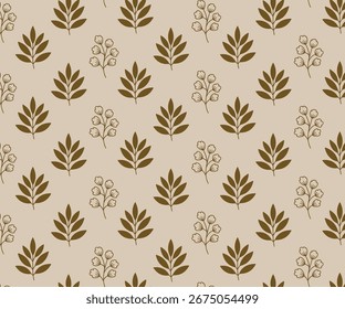 Elegante patrón de hojas sin fisuras. Este hermoso diseño de Vector botánico es perfecto para crear fondos, textiles y papel digital, agregando un toque natural a cualquier proyecto