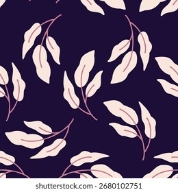 Elegant seamless leaf repeat on dark background