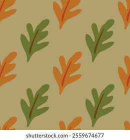 Elegant seamless leaves pattern with a vintage touch, featuring green leaves, branches. Modern botanical illustration in vector style