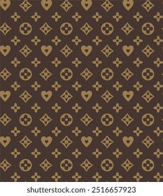 Elegant seamless luxury monogram pattern featuring geometric ornamental elements and sophisticated fashion-inspired design. Ideal for textile prints, luxury packaging, wallpaper, branding projects, fabric design, accessories and premium surface patterns.