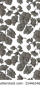 Elegant seamless monochrom pattern with hand drawn hibiscus flowers. Pattern for wallpaper, wrapping paper, background, print, fabric, greeting cards. Vector illustration.