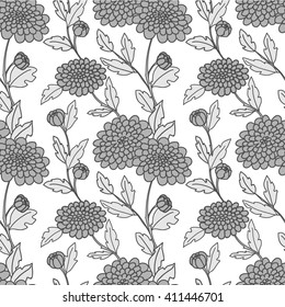 Elegant seamless monochrome pattern with flowers. Vector illustration