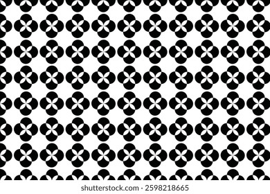 Elegant seamless ornamental pattern in black and white with intricate geometric details. Perfect for textiles, wallpapers, and decorative design projects.