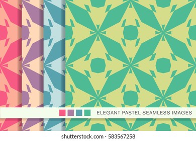 Elegant seamless pastel background set round octagon geometry