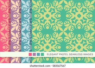 Elegant seamless pastel background set rose flower kaleidoscope