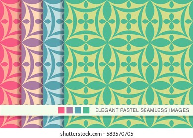 Elegant seamless pastel background set oval cross geometry