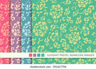 Elegant seamless pastel background set botanic garden flower