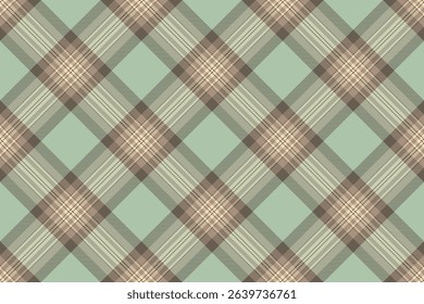 Elegant seamless pastel plaid pattern.  Subtle color palette of mint green, beige, and brown creates a sophisticated, versatile design ideal for textiles, websites, or packaging.