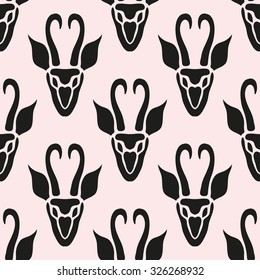 Elegant seamless pattern with abstract antelope symbols, design elements. Can be used for invitations, greeting cards, scrapbooking, print, gift wrap, manufacturing. Animal theme