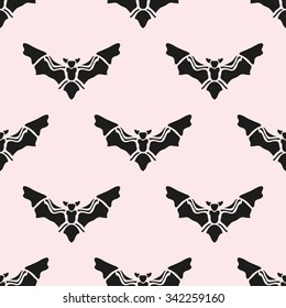 Elegant seamless pattern with abstract bat symbols, design elements. Can be used for invitations, greeting cards, scrapbooking, print, gift wrap, manufacturing. Animal theme