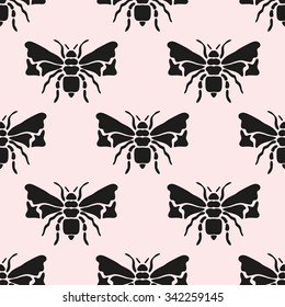 Elegant seamless pattern with abstract bee symbols, design elements. Can be used for invitations, greeting cards, scrapbooking, print, gift wrap, manufacturing. Insect theme