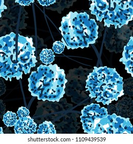 Elegant seamless pattern with abstract blue flowers, design elements. Floral  pattern for invitations, cards, print, gift wrap, manufacturing, textile, fabric, wallpapers
