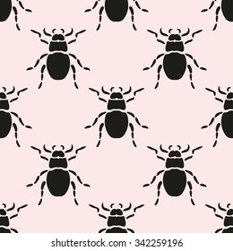 Elegant seamless pattern with abstract bug symbols, design elements. Can be used for invitations, greeting cards, scrapbooking, print, gift wrap, manufacturing. Insect theme