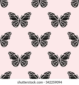 Elegant seamless pattern with abstract butterfly symbols, design elements. Can be used for invitations, greeting cards, scrapbooking, print, gift wrap, manufacturing. Insect theme