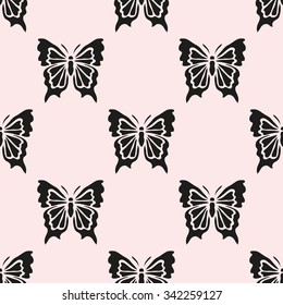 Elegant seamless pattern with abstract butterfly symbols, design elements. Can be used for invitations, greeting cards, scrapbooking, print, gift wrap, manufacturing. Insect theme