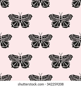 Elegant seamless pattern with abstract butterfly symbols, design elements. Can be used for invitations, greeting cards, scrapbooking, print, gift wrap, manufacturing. Animal theme