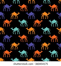 Elegant seamless pattern with abstract camel symbols, design elements. Can be used for invitations, greeting cards, scrapbooking, print, gift wrap, manufacturing. Animal theme