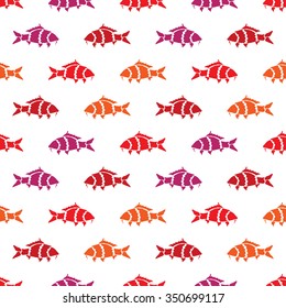 Elegant seamless pattern with abstract carp symbols, design elements. Can be used for invitations, greeting cards, scrapbooking, print, gift wrap, manufacturing. Marine theme