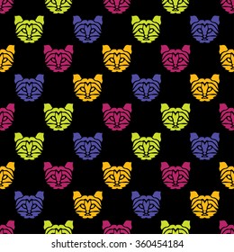 Elegant seamless pattern with abstract cat symbols, design elements. Can be used for invitations, greeting cards, scrapbooking, print, gift wrap, manufacturing. Animal theme