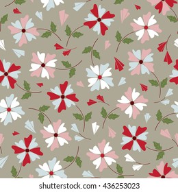 Elegant seamless pattern with abstract color flowers