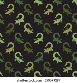 Elegant seamless pattern with abstract crocodile symbols, design elements. Can be used for invitations, greeting cards, scrapbooking, print, gift wrap, manufacturing. Animal theme