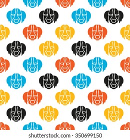 Elegant seamless pattern with abstract dog symbols, design elements. Can be used for invitations, greeting cards, scrapbooking, print, gift wrap, manufacturing. Animal theme