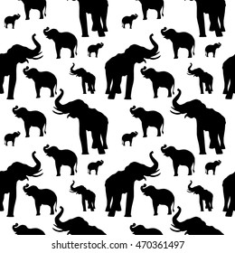 Elegant seamless pattern with abstract elephant symbols