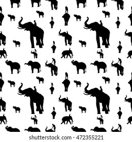 Elegant seamless pattern with abstract elephant symbols