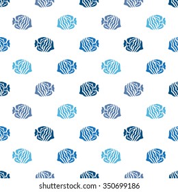 Elegant seamless pattern with abstract fish symbols, design elements. Can be used for invitations, greeting cards, scrapbooking, print, gift wrap, manufacturing. Marine theme