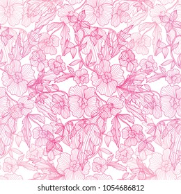 Elegant seamless pattern with abstract flowers, design elements. Floral  pattern for invitations, cards, print, gift wrap, manufacturing, textile, fabric, wallpapers