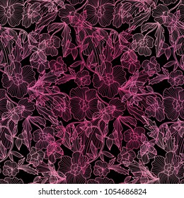 Elegant seamless pattern with abstract flowers, design elements. Floral  pattern for invitations, cards, print, gift wrap, manufacturing, textile, fabric, wallpapers