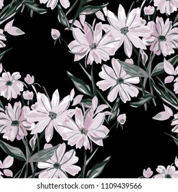 Elegant seamless pattern with abstract flowers, design elements. Floral  pattern for invitations, cards, print, gift wrap, manufacturing, textile, fabric, wallpapers