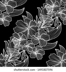 Elegant seamless pattern with abstract flowers, design elements. Floral  pattern for invitations, cards, print, gift wrap, manufacturing, textile, fabric, wallpapers